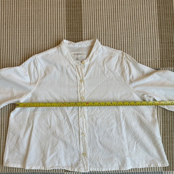 THE GREAT off-white button-up cropped shirt - Picture 3 of 7